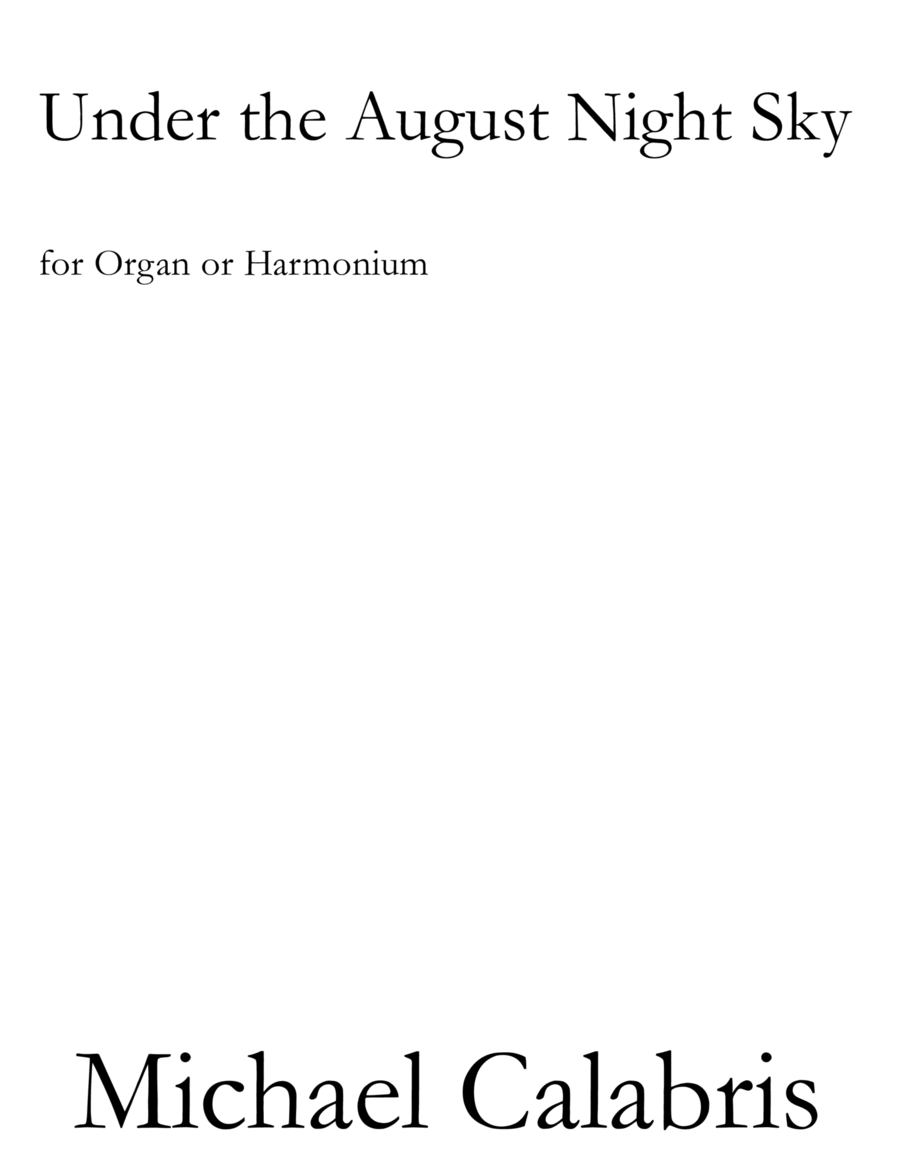 Under the August Night Sky (for Organ or Harmonium)