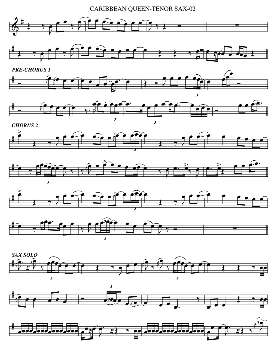 Caribbean Queen (no More Love On The Run) Tenor Saxophone scores gallery preview page 2