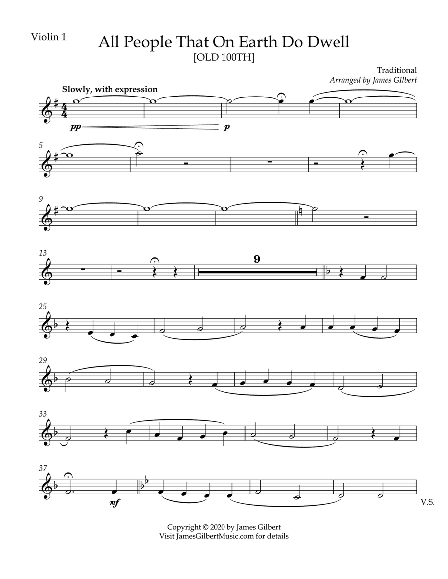 All People That On Earth Do Dwell (OLD 100TH) String Quartet scores gallery preview page 6