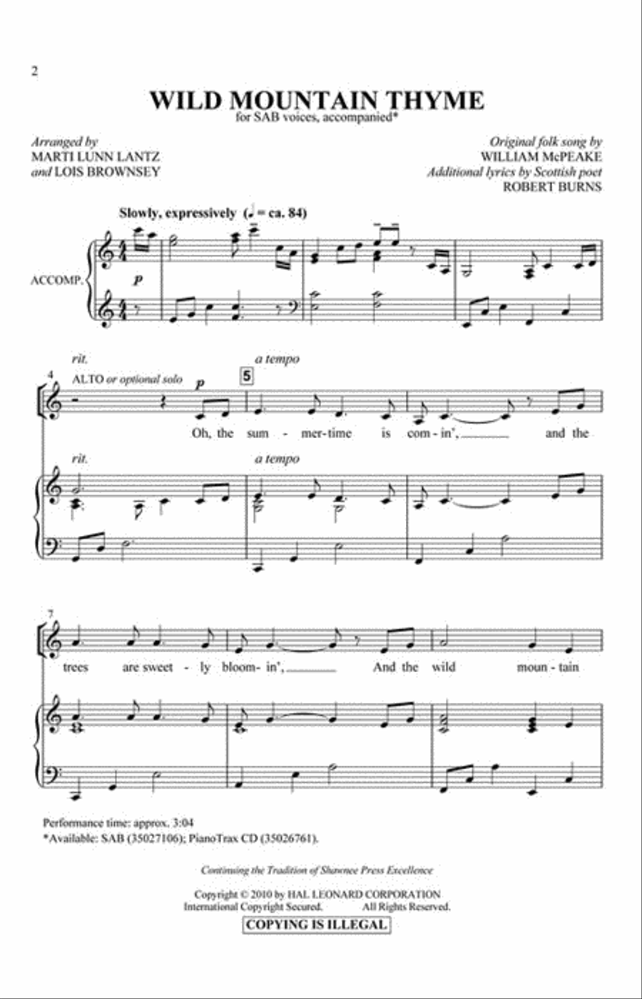 Wild Mountain Thyme 3-Part scores gallery preview page 2