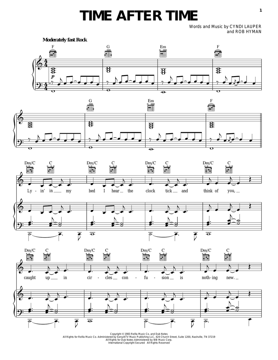 Time After Time Acoustic Guitar scores gallery preview page 1