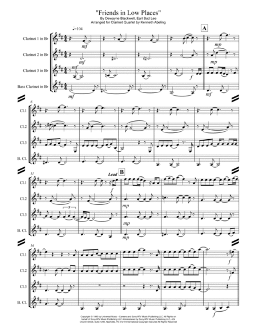 Friends In Low Places Woodwind Ensemble scores gallery preview page 2