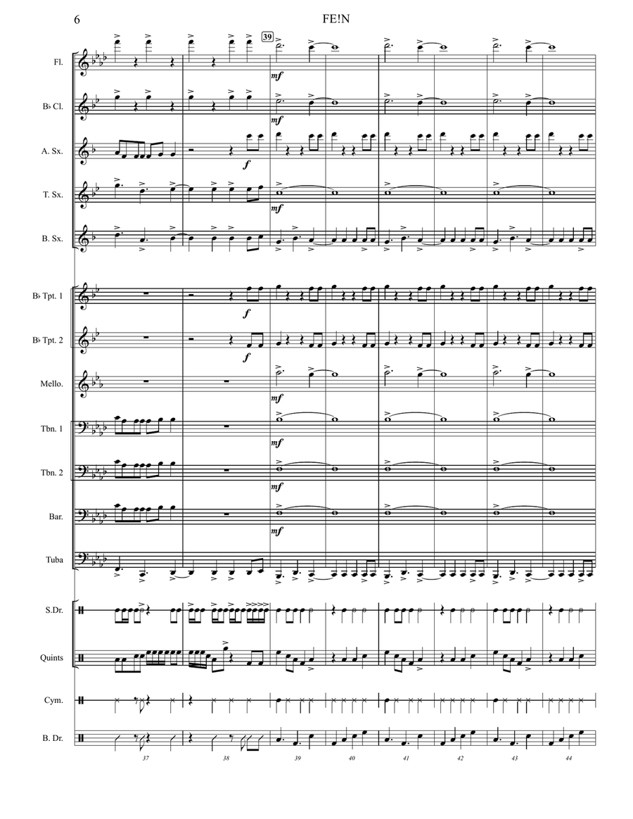 Fe!n (Feat. Playboi Carti) Marching Band scores gallery preview page 6
