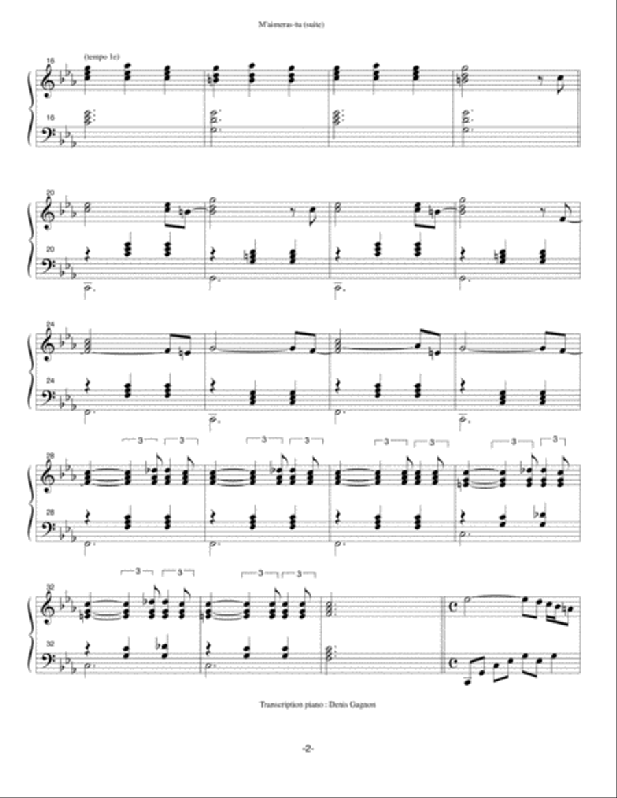M'aimeras-tu (piano solo détaillé) image number null