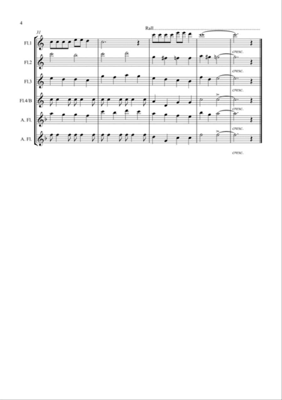 Swing Low, Sweet Chariot for Flute Quartet Flute Quartet scores gallery preview page 4