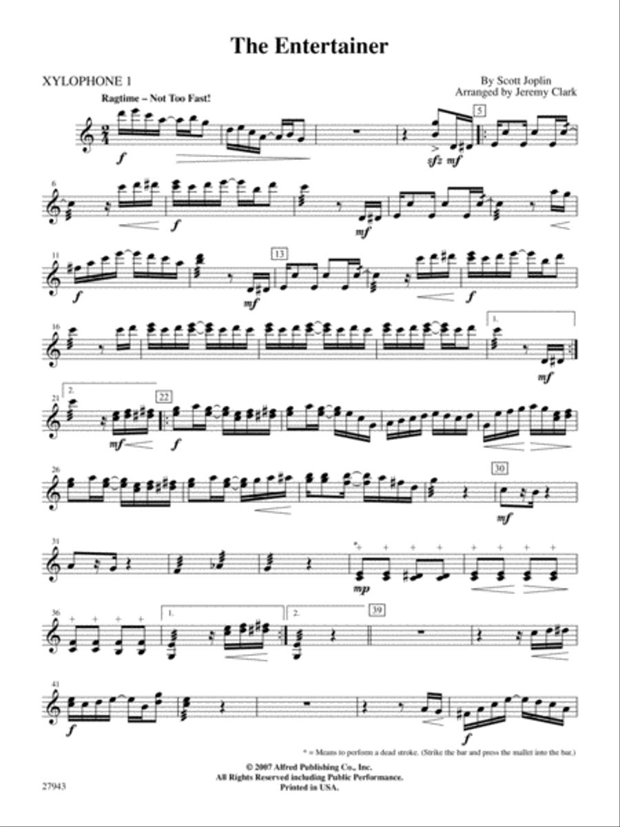 The Entertainer: 1st Xylopohone Percussion Ensemble scores gallery preview page 1