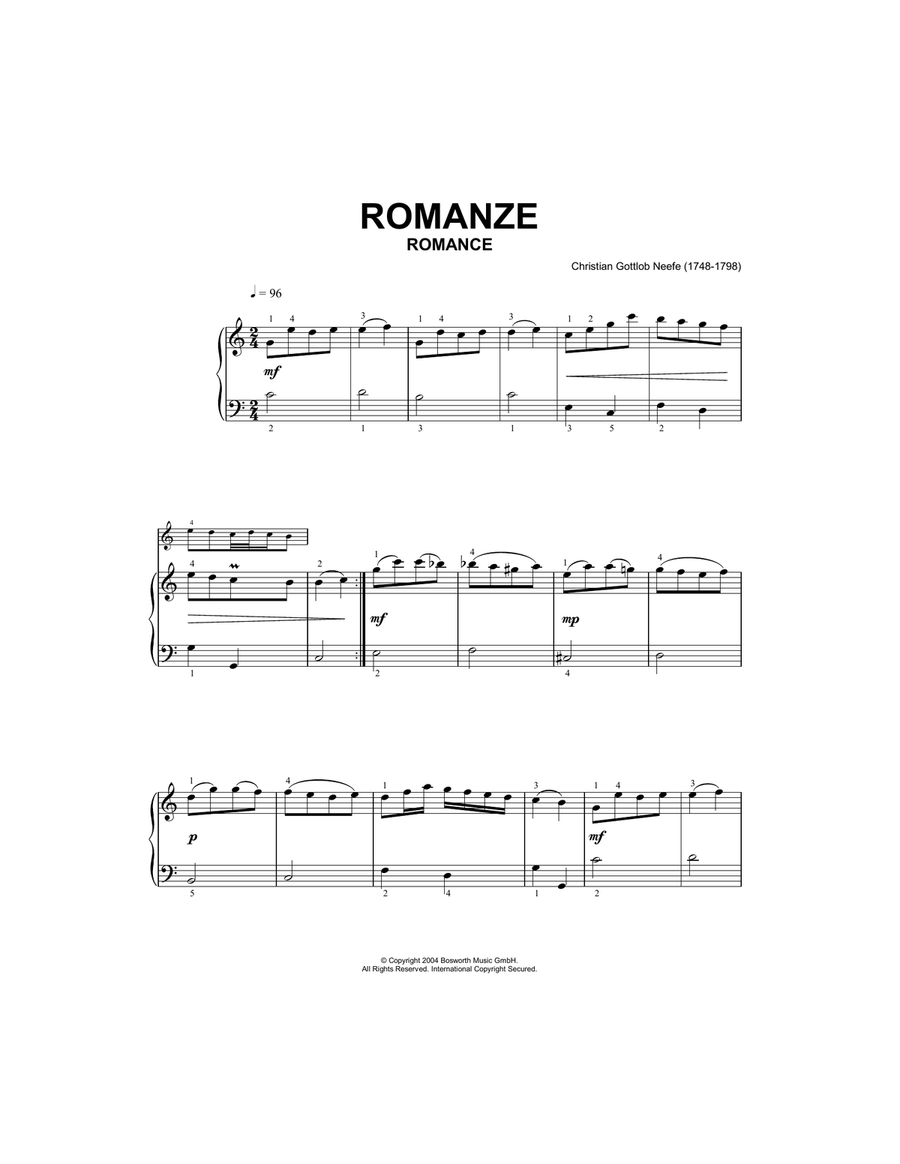 Romance Romance Piano Solo scores gallery preview page 1