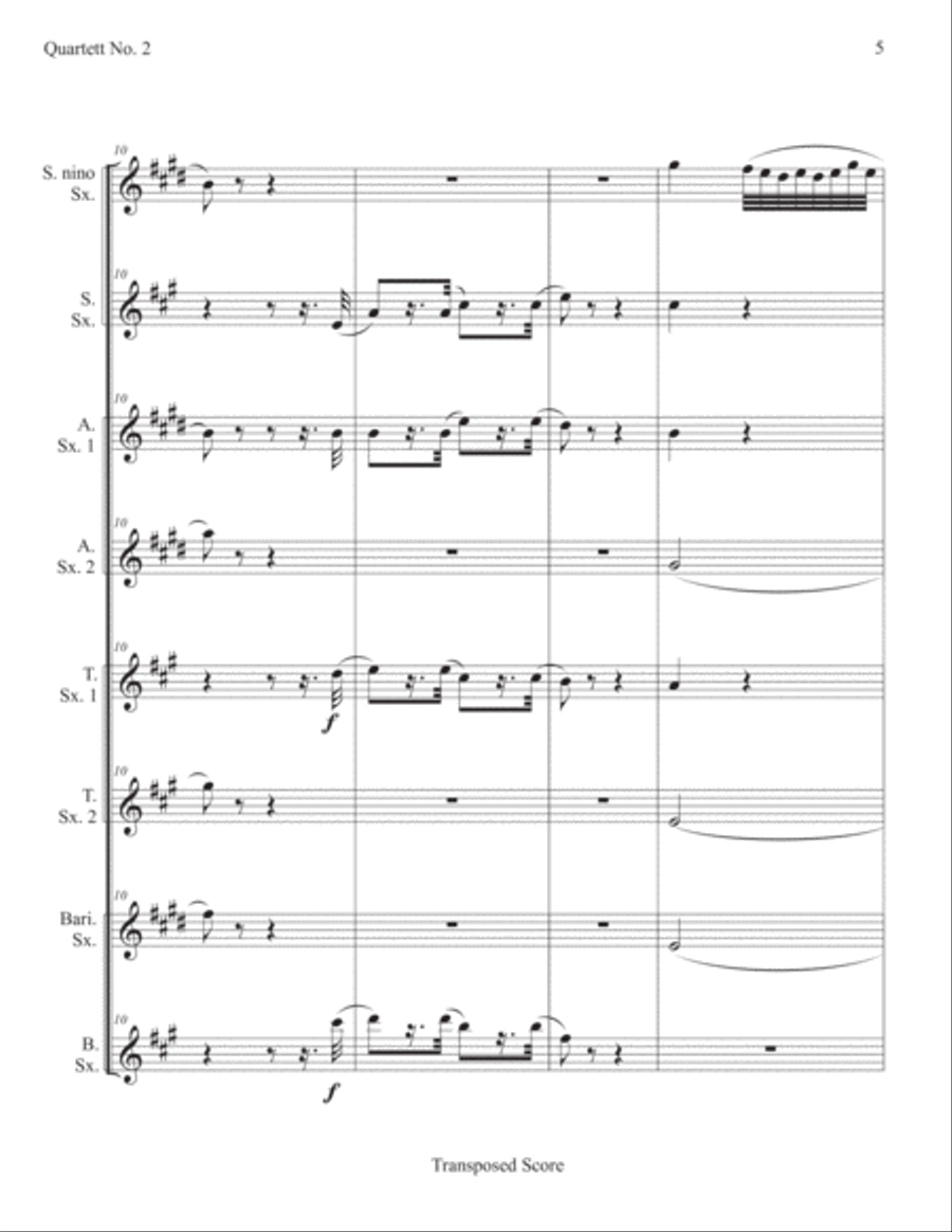 Beethoven No. 2, Opus 18 (Mvt. 1) (sax. 8) (score & parts) Small Ensemble scores gallery preview page 5