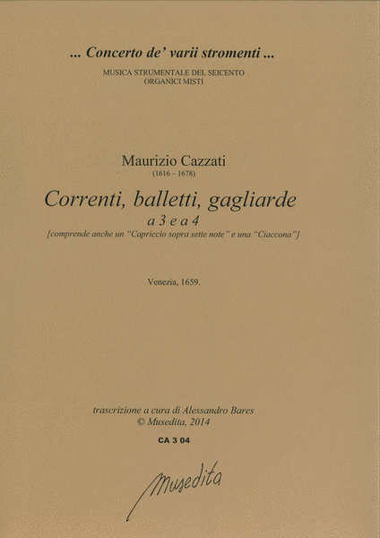 Correnti, balletti, gagliarde a 3 e 4 op.4 (Venezia, 1659)
