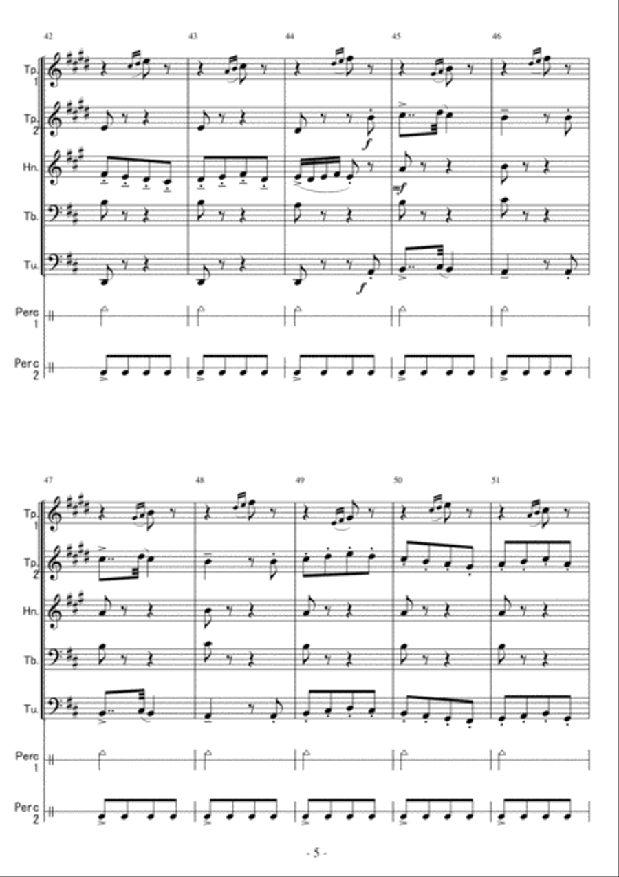 < Brass Quintet and Percussion > Farandole from L'Arleslenne Suite No.2 Percussion Ensemble scores gallery preview page 5