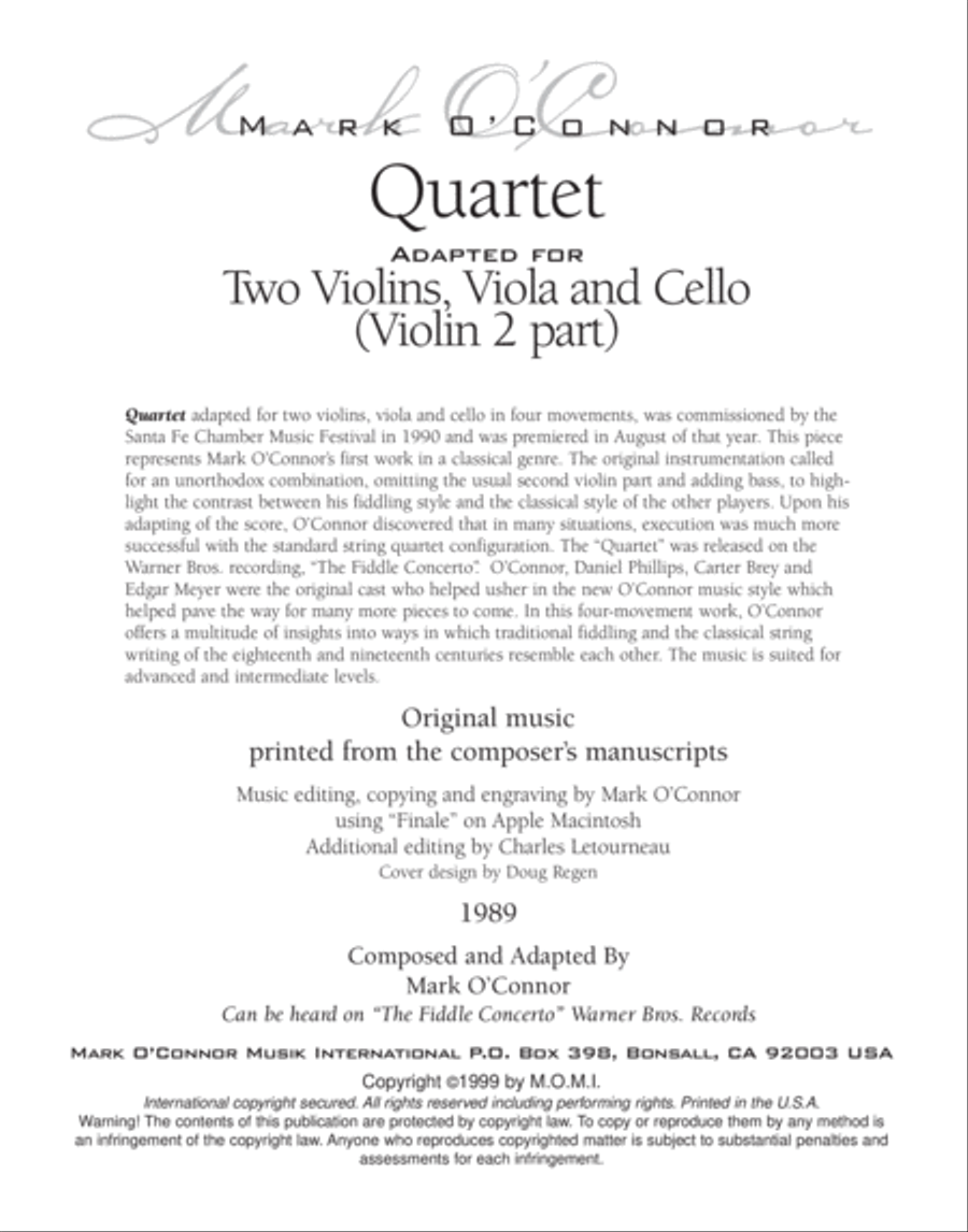 String Quartet No. 1 (violin 2 part - two vlns, vla, cel) String Quartet scores gallery preview page 3