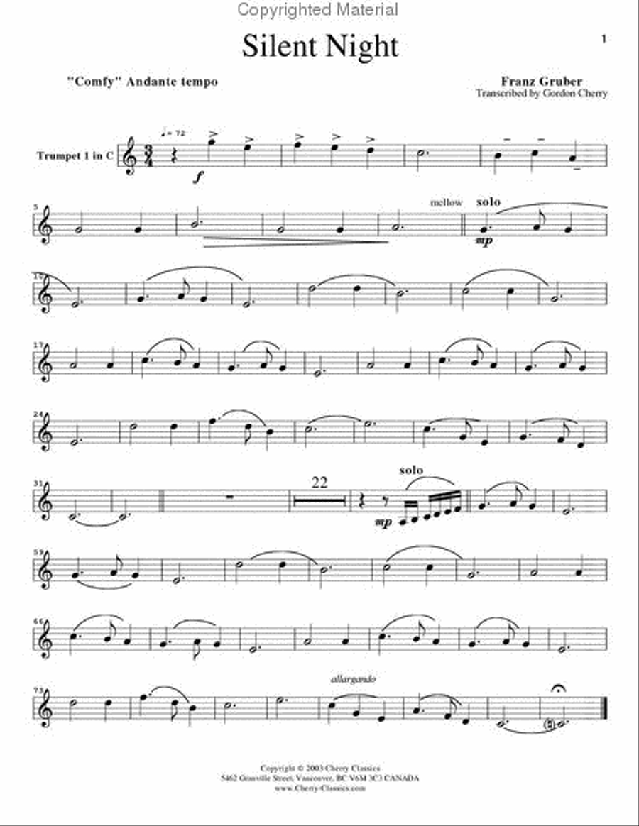 Silent Night for Brass Quintet Brass Quintet scores gallery preview page 3