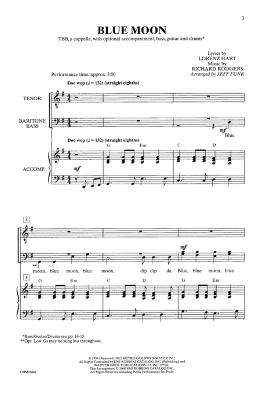 Blue Moon Blue Moon A Cappella scores gallery preview page 1