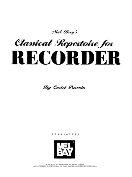 Classical Repertoire for Recorder