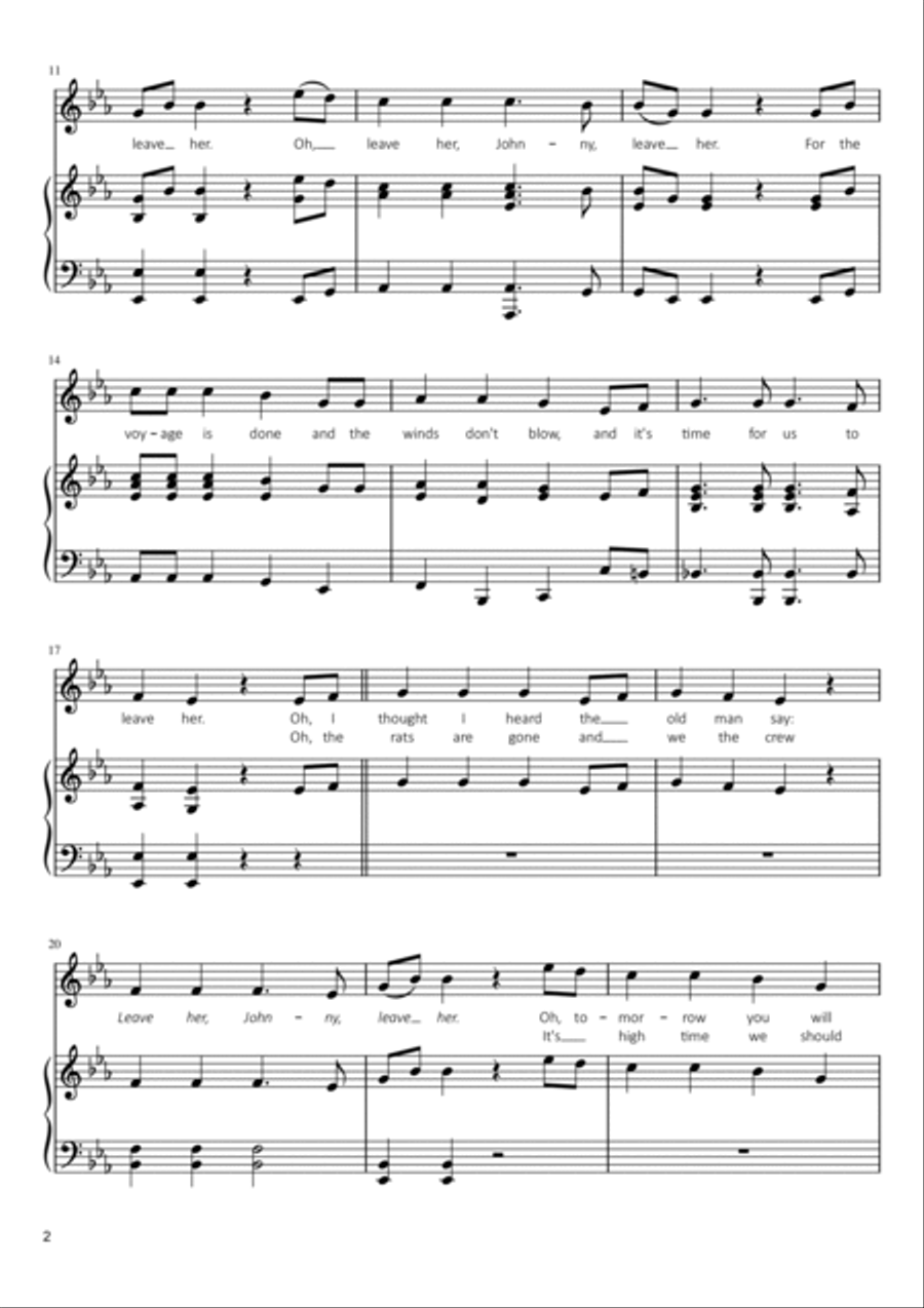 Leave Her Johnny (Sea Shanty) Voice scores gallery preview page 2