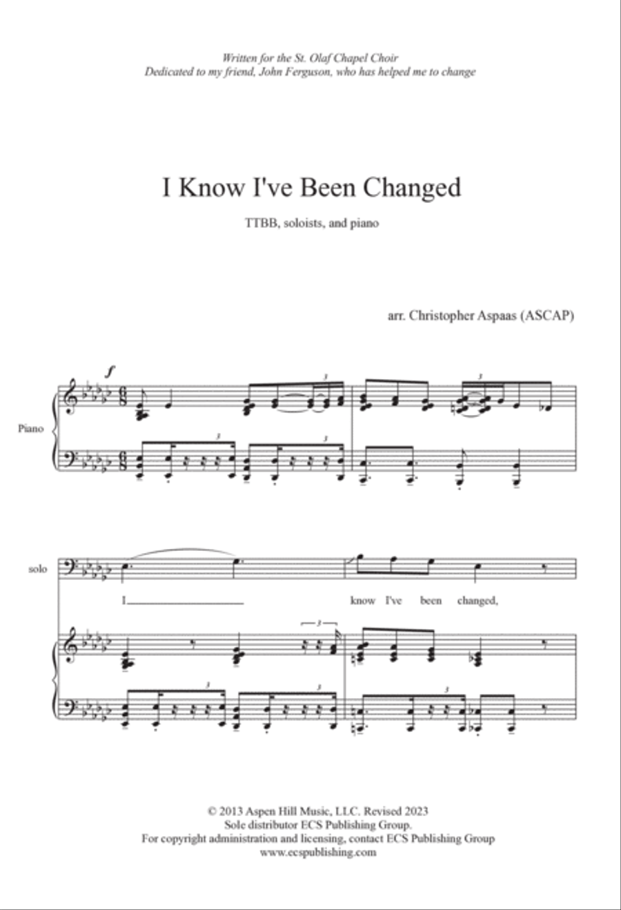 I Know I've Been Changed TTBB scores gallery preview page 2