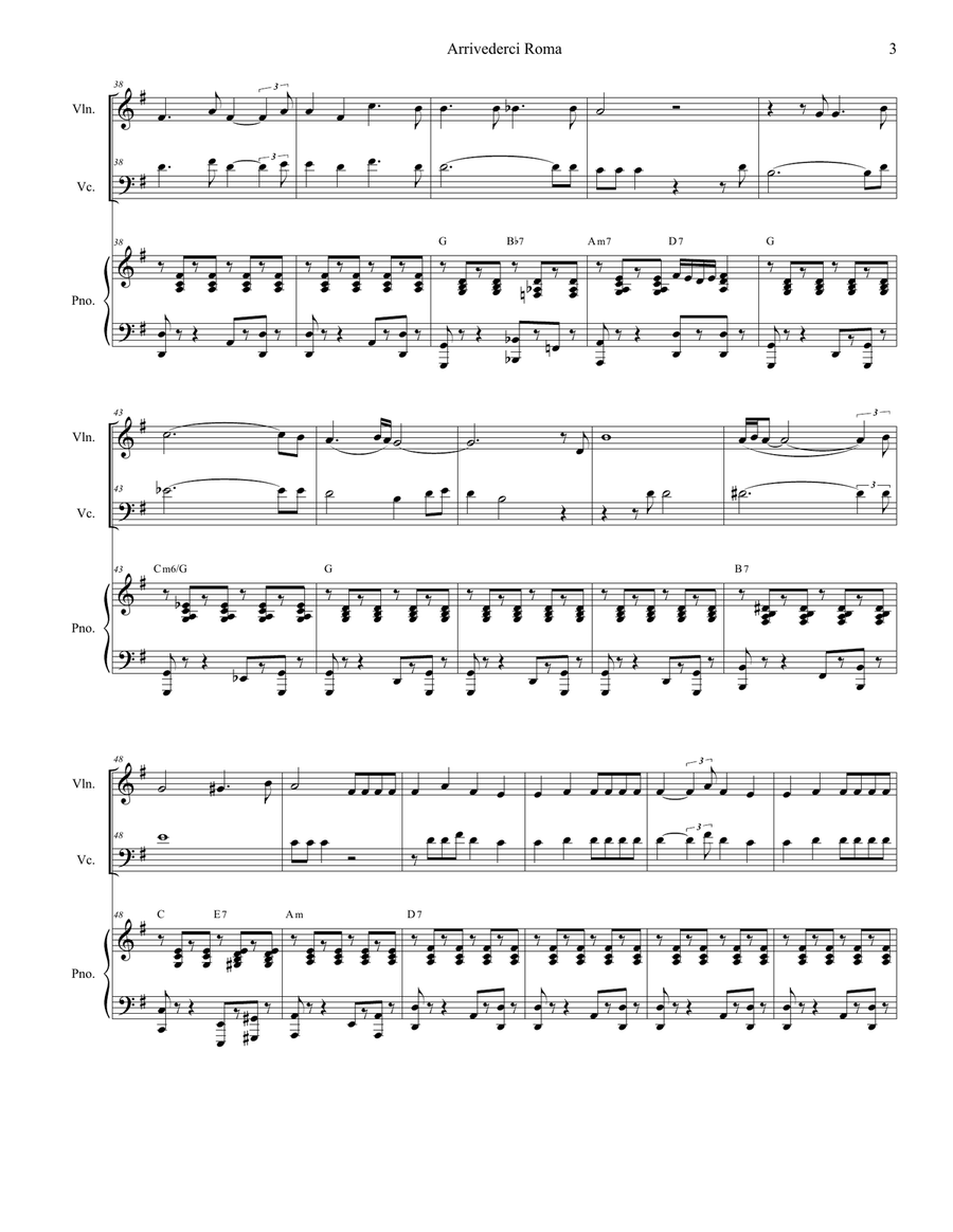 Arrivederci Roma (goodbye To Rome) Piano Trio scores gallery preview page 3