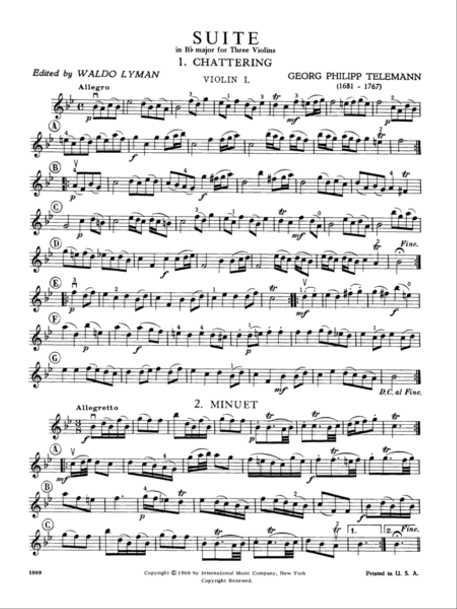 Suite In B Flat Major (Easy) Violin scores gallery preview page 2