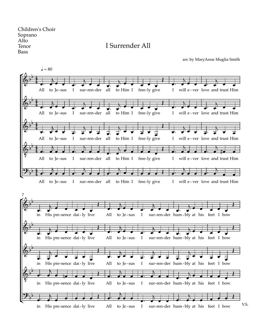 I Surrender All 4-Part scores gallery preview page 1