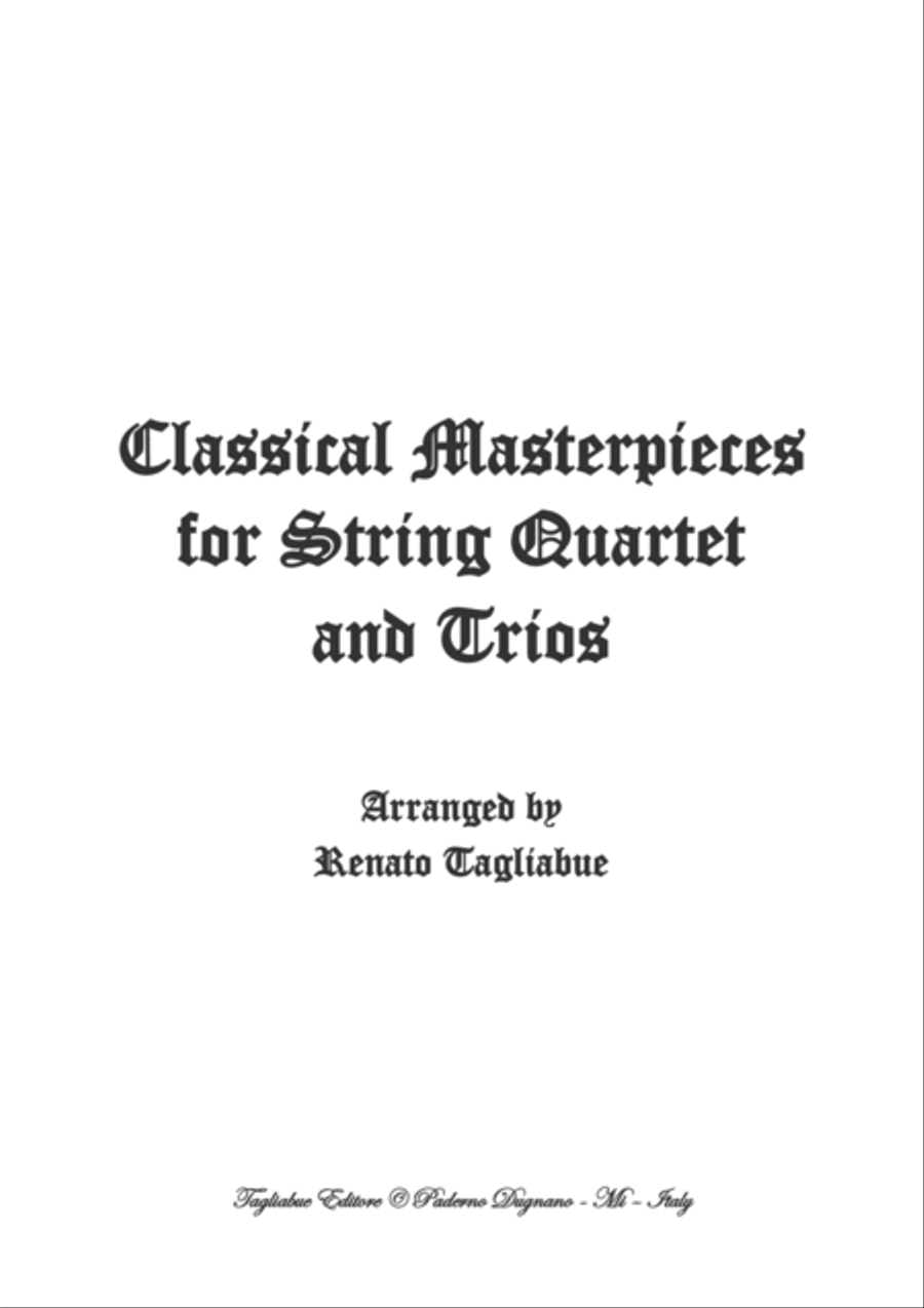 CLASSICAL MASTERPIECES FOR STRING QUARTET AND TRIOS - Look inside Cello scores gallery preview page 1