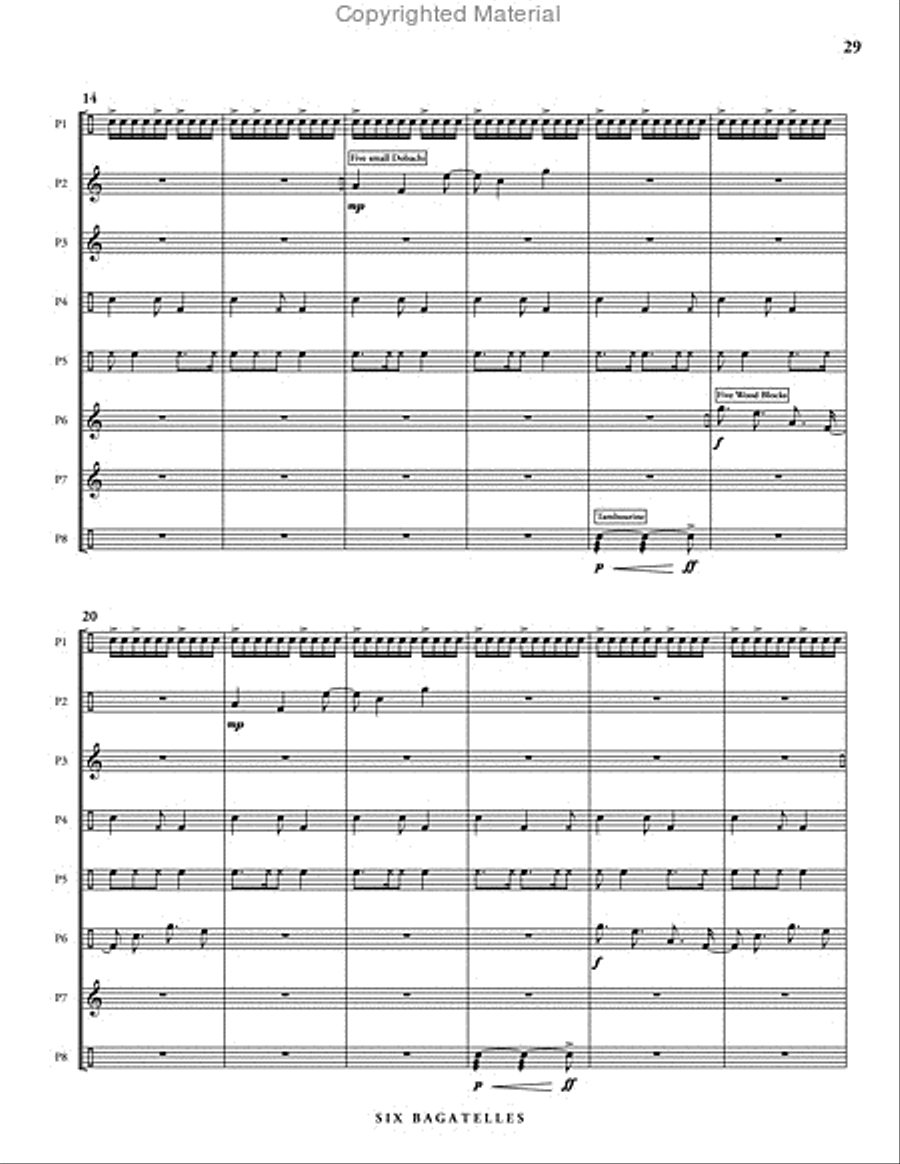 Six Bagatelles (score & parts) Percussion Ensemble scores gallery preview page 11
