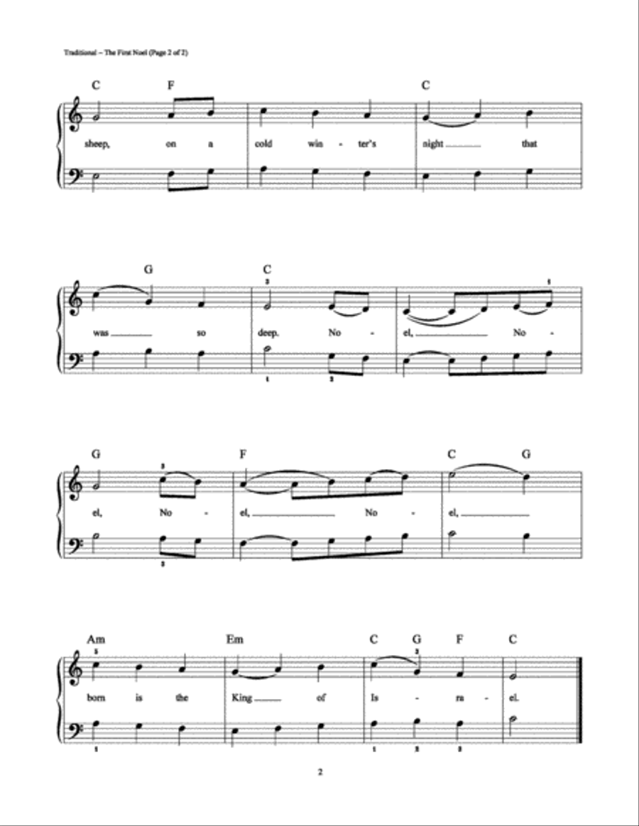 The First Noel Easy Piano scores gallery preview page 2