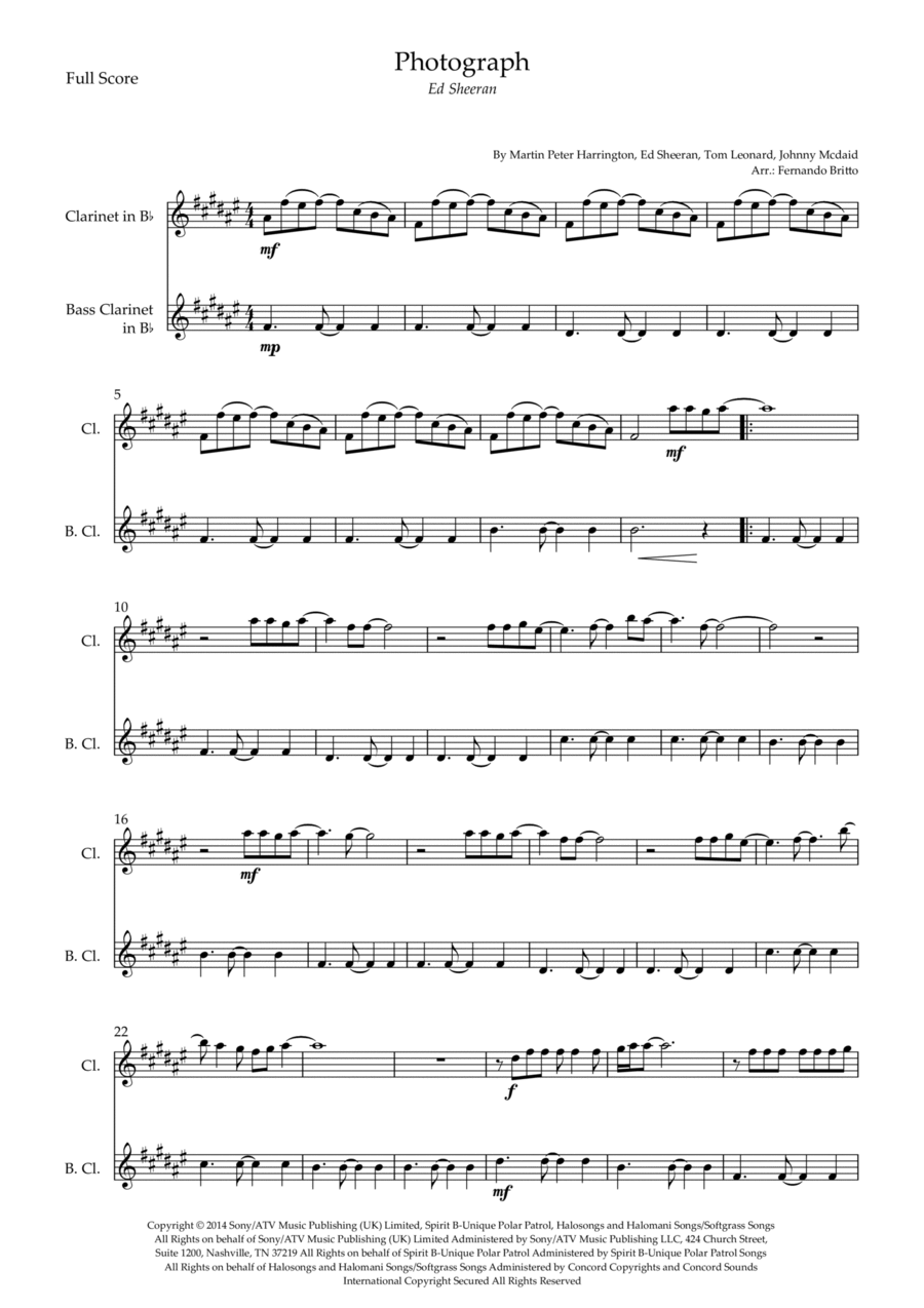 Photograph Clarinet Duet scores gallery preview page 1