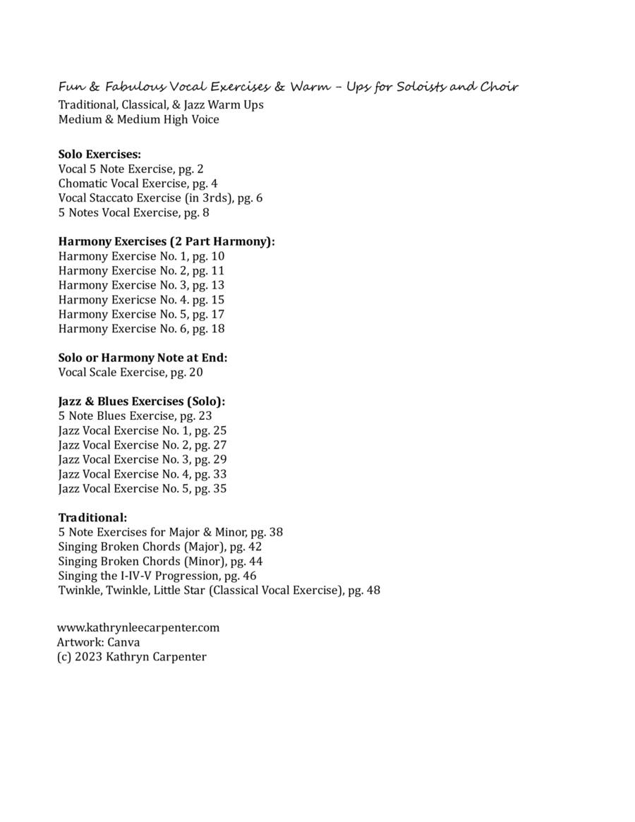 Fun and Fabulous Vocal Exercises & Warm - Ups for Soloists and Choir (Choir) 2-Part scores gallery preview page 1