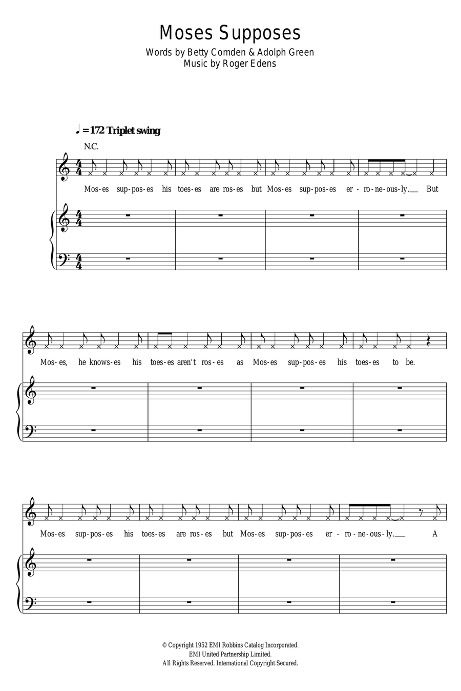 Moses Supposes Moses Supposes Piano, Vocal scores gallery preview page 1