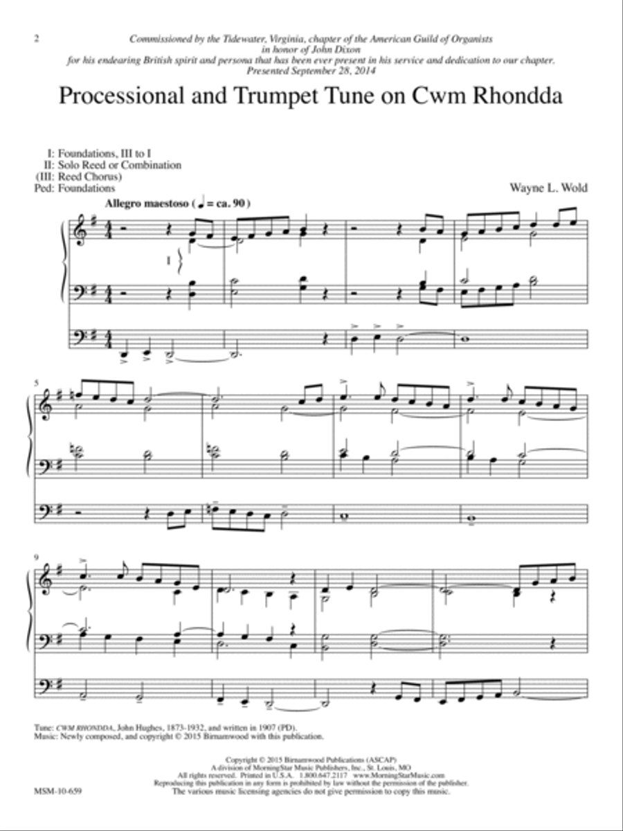 Processional and Trumpet Tune on CWM Rhondda Trumpet scores gallery preview page 2