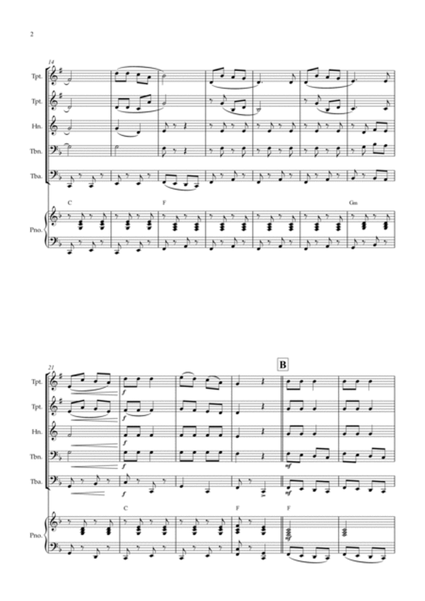 Jingle Bells for Brass Quintet in F major and piano image number null