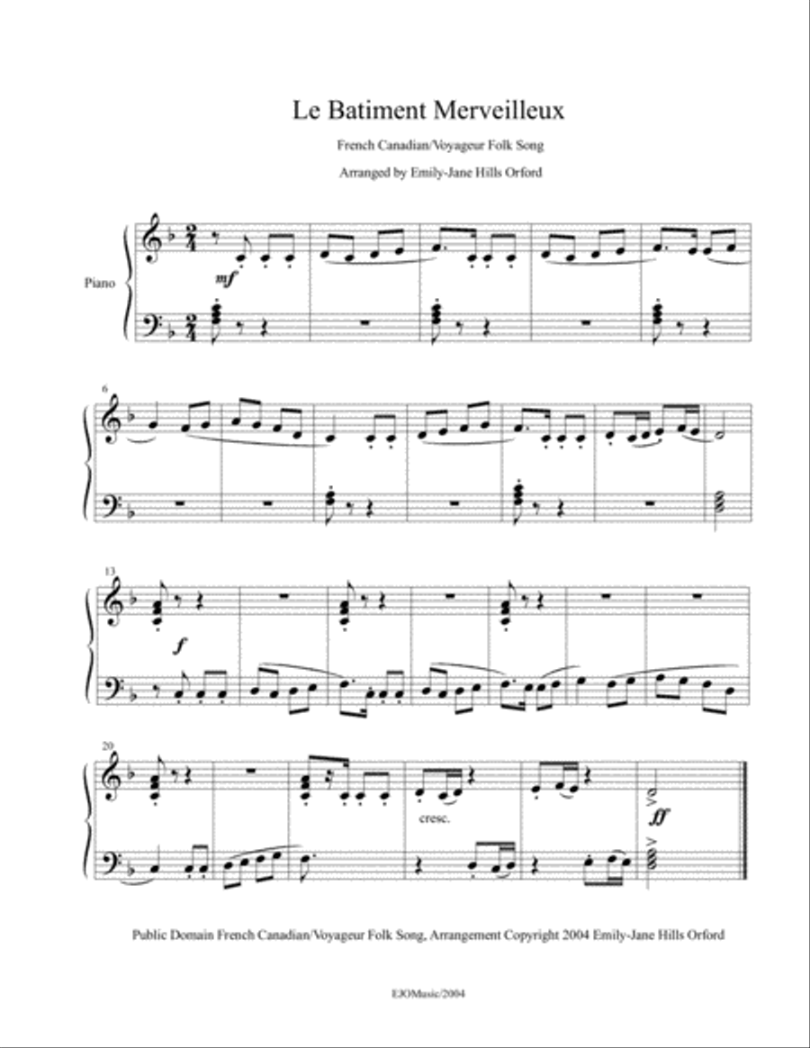 Le Batiment Mervielleux Le Batiment Mervielleux Easy Piano scores gallery preview page 1