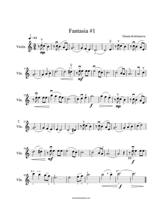Book cover for Fantasia #1+ Preparatory Exercises, early intermediate level.