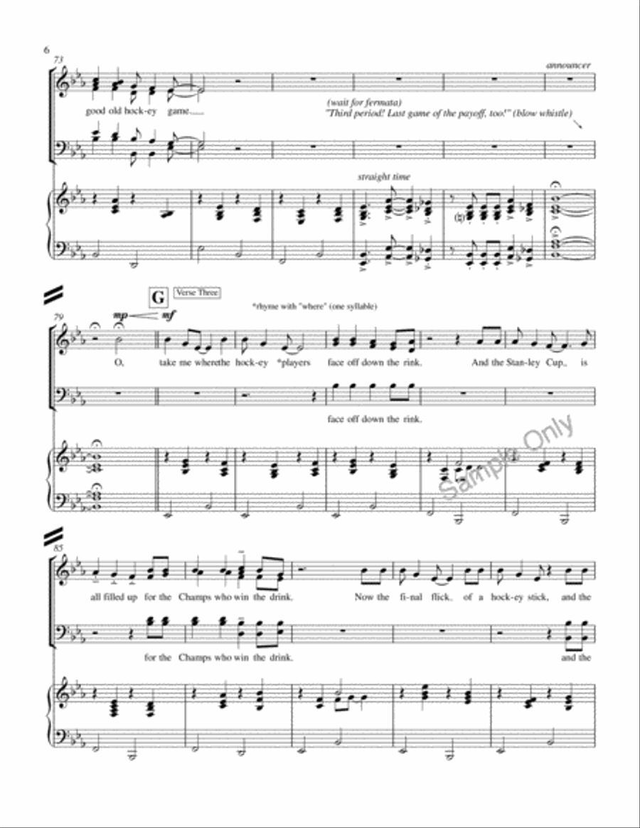 The Hockey Song 4-Part scores gallery preview page 7