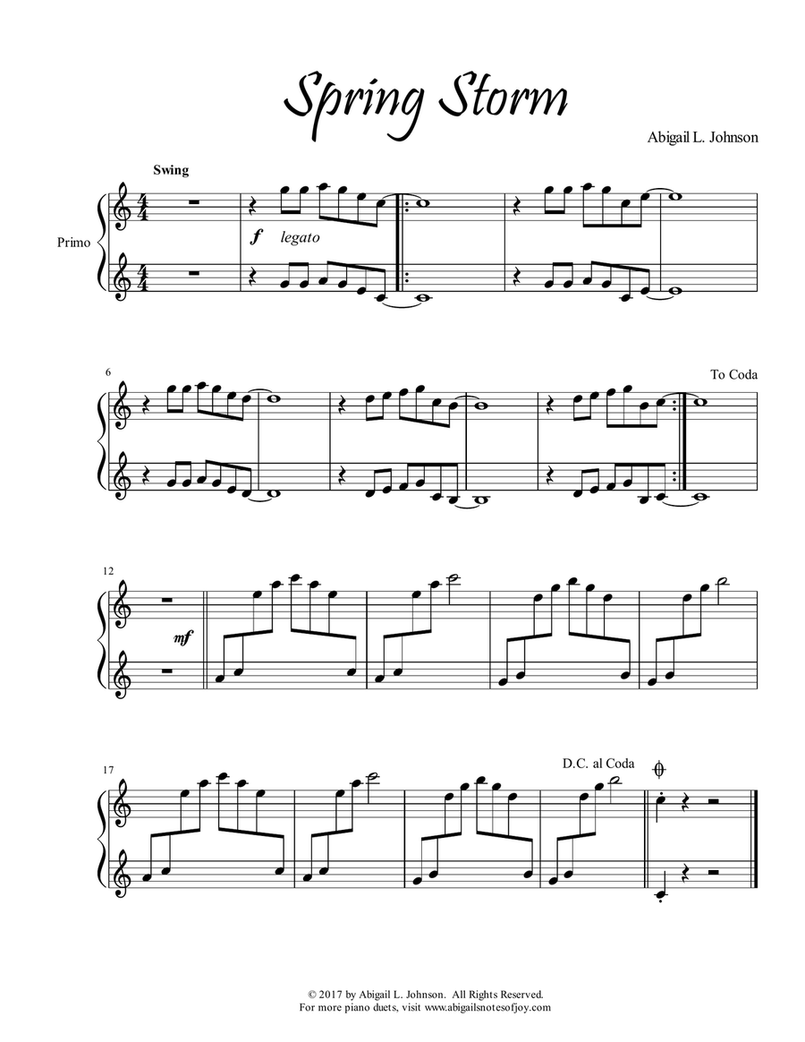 Spring Storm (Early Intermediate Piano Duet) Piano Duet scores gallery preview page 1