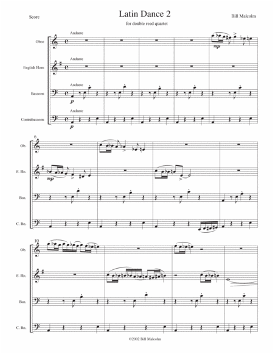 3 Latin Dances for double reed quartet Woodwind Ensemble scores gallery preview page 5