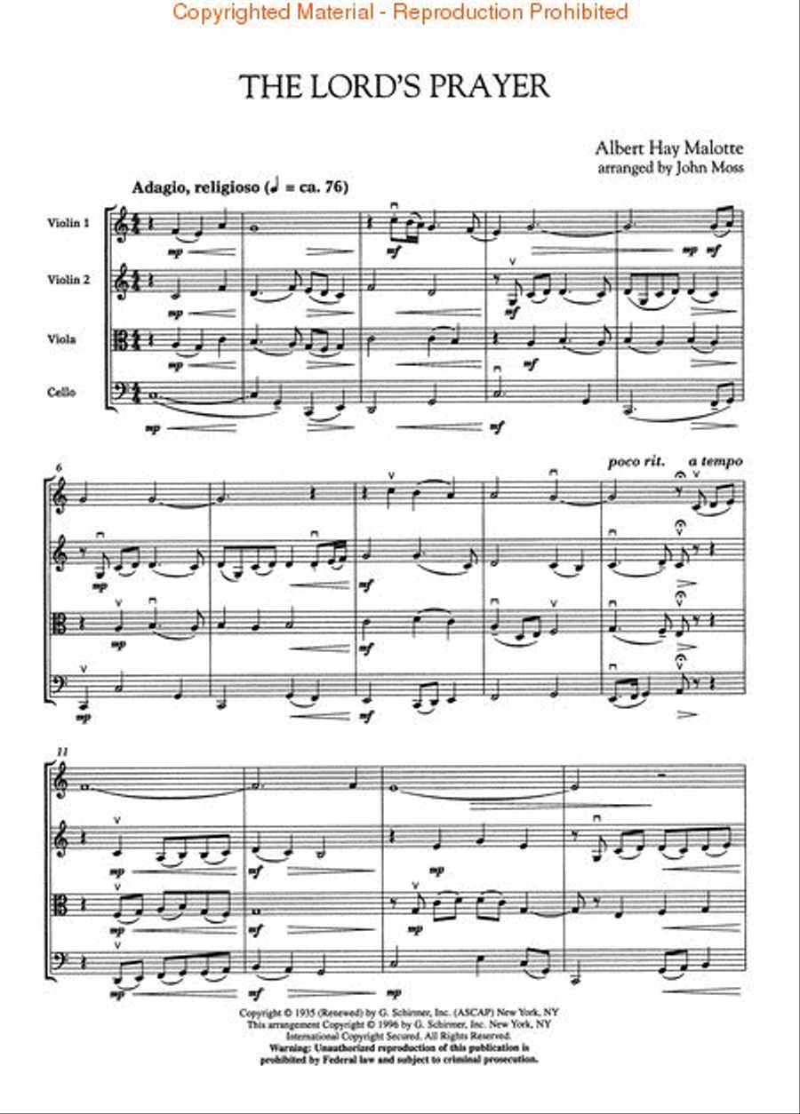 The Lord's Prayer The Lord's Prayer String Quartet scores gallery preview page 2