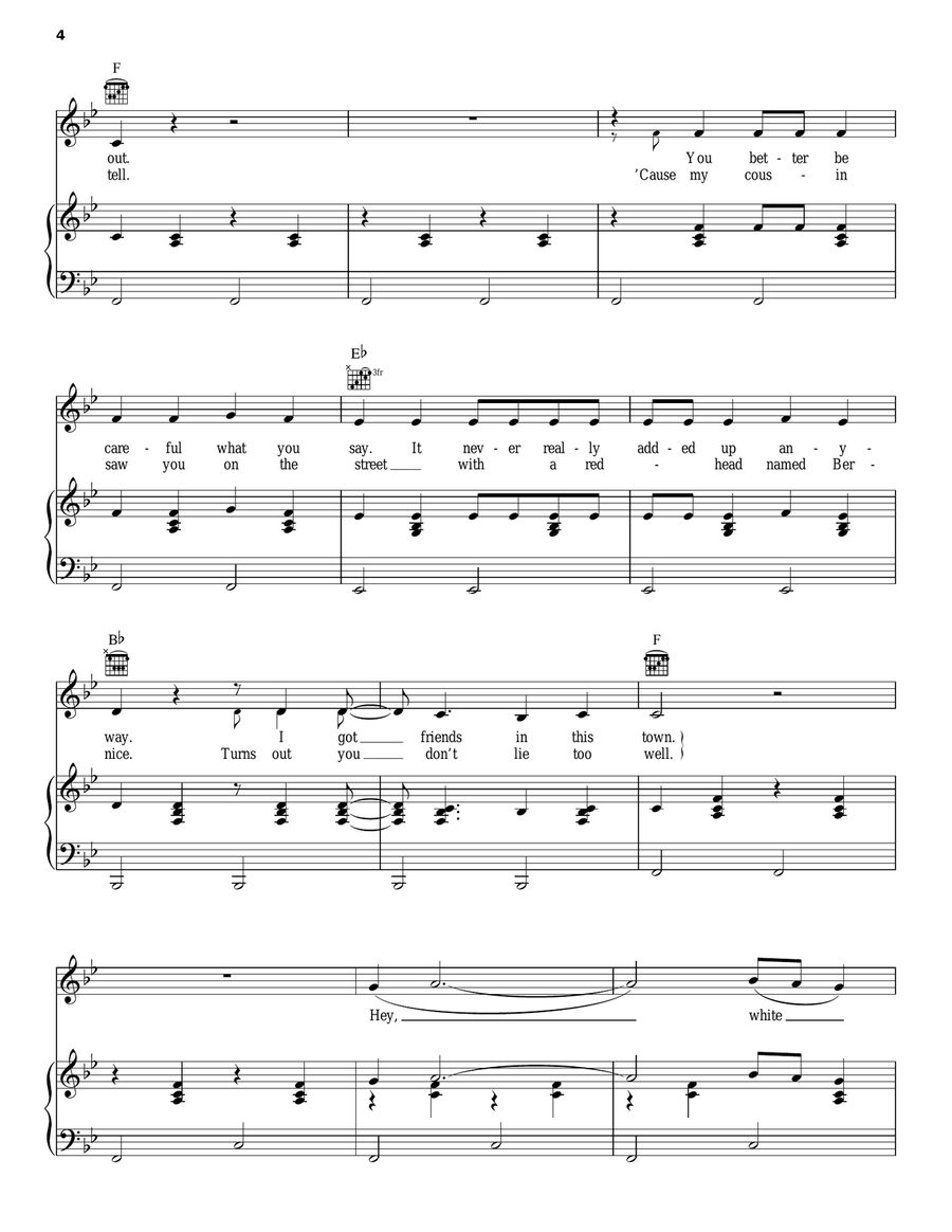 White Liar White Liar Piano, Vocal, Guitar scores gallery preview page 4