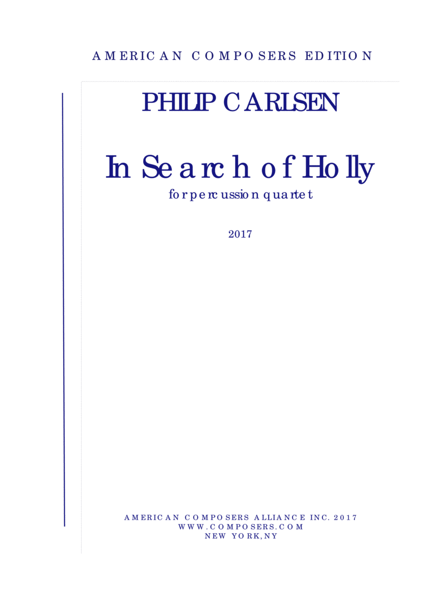 [Carlsen] In Search of Holly Percussion Ensemble scores gallery preview page 1