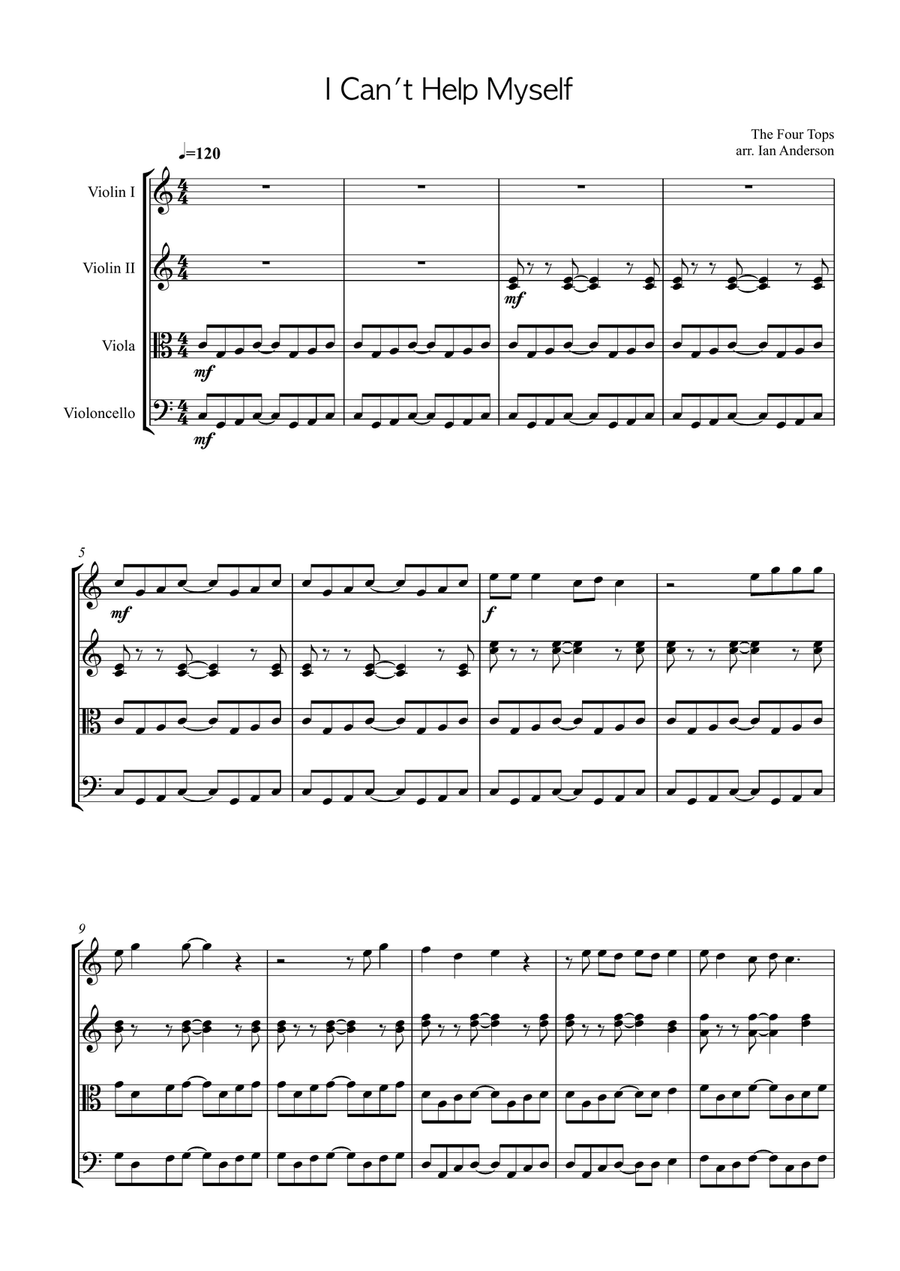 I Can't Help Myself (Sugar Pie, Honey Bunch) String Quartet scores gallery preview page 1