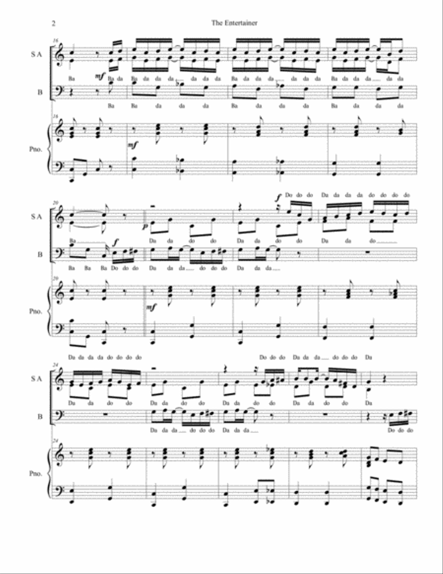 The Entertainer (SAB) The Entertainer (SAB) 3-Part scores gallery preview page 2