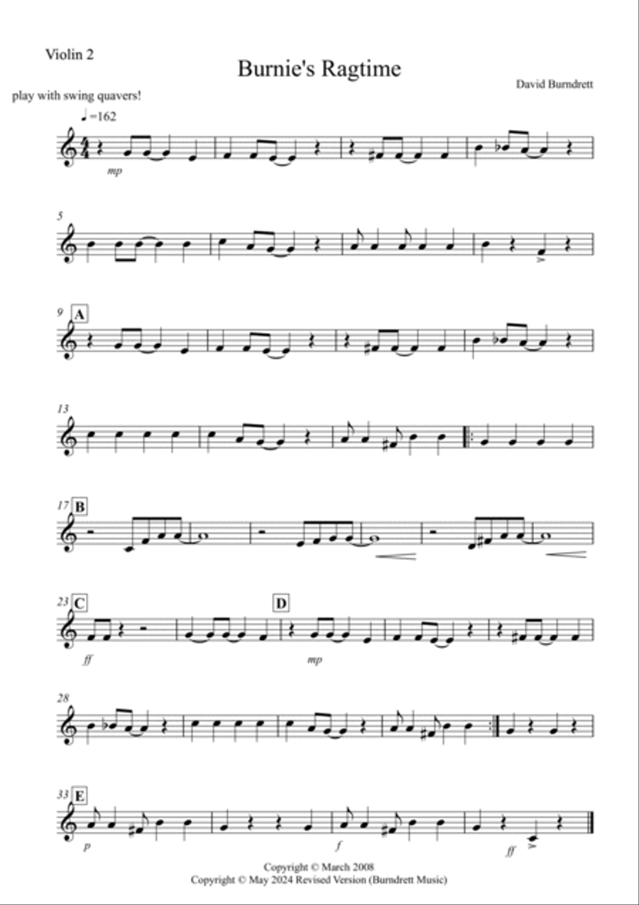 Burnie's Ragtime for String Orchestra String Orchestra scores gallery preview page 6