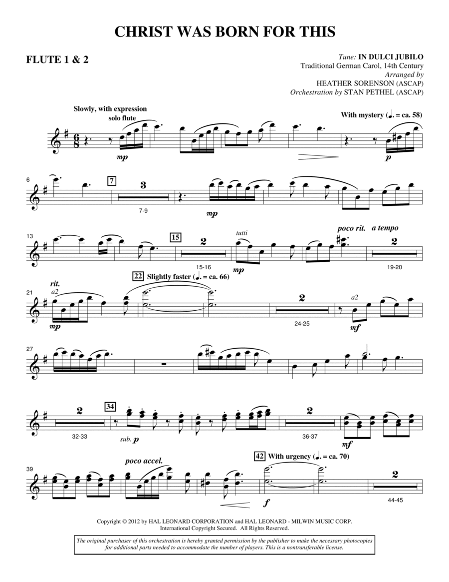 Christ Was Born For This - Flute 1 & 2 Choir scores gallery preview page 1