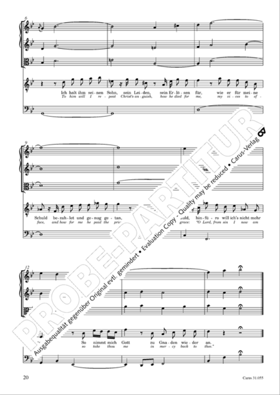 A feeble soul, a slave of sin (Ich armer Mensch, ich Sundenknecht) 4-Part scores gallery preview page 20