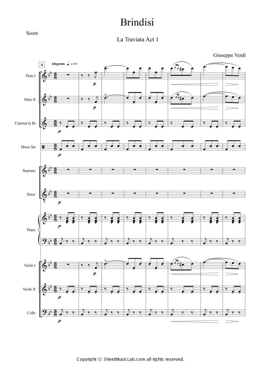Brindisi ( La Traviata ) Orchestra scores gallery preview page 1