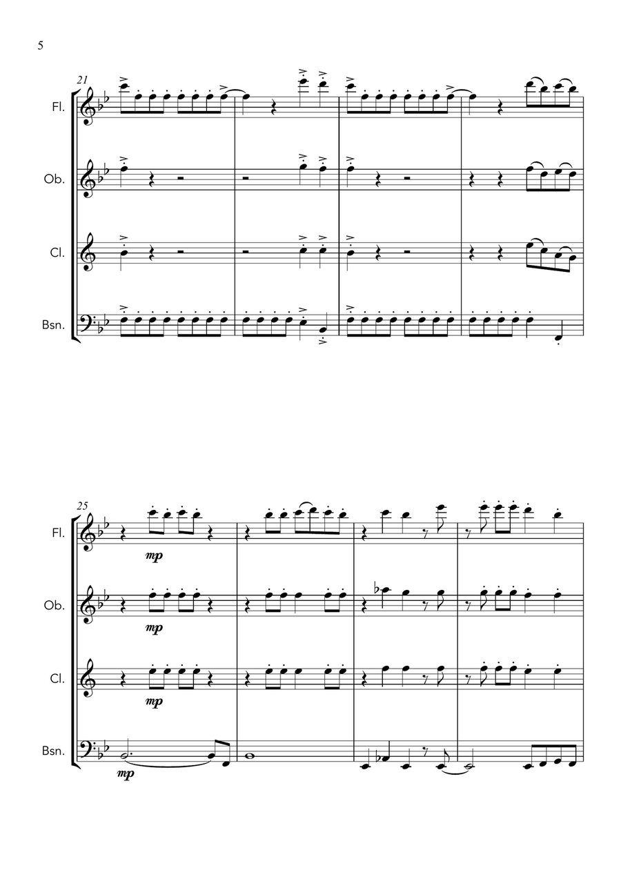 Mamma Mia Woodwind Quartet scores gallery preview page 6