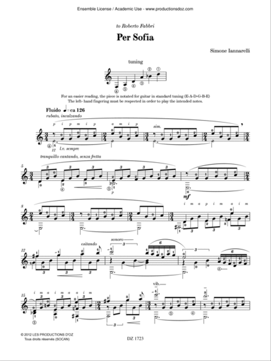 Per Sofia Classical Guitar scores gallery preview page 3