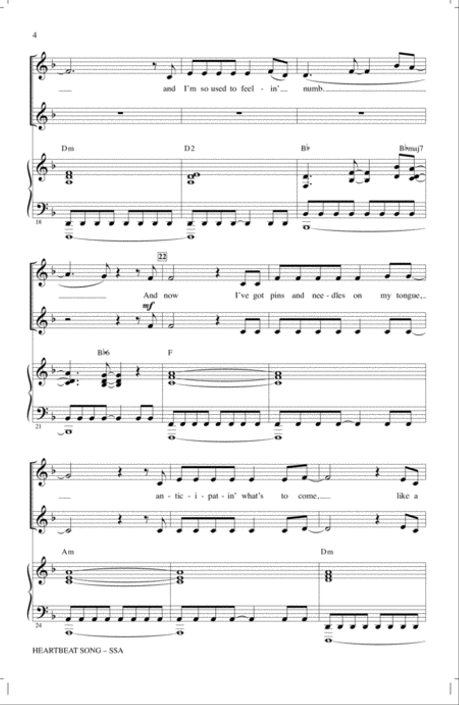 Heartbeat Song (arr. Mark Brymer) SSA scores gallery preview page 3