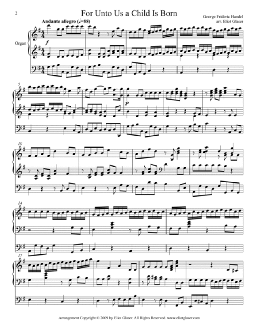 For Unto Us a Child Is Born Organ Solo scores gallery preview page 2