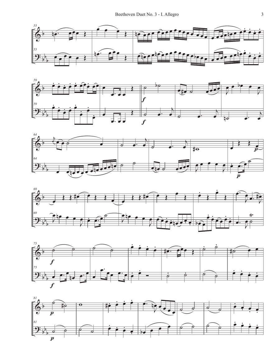Beethoven Duet No. 3 adapted for Bb Trumpet and Tuba Brass Duet scores gallery preview page 4